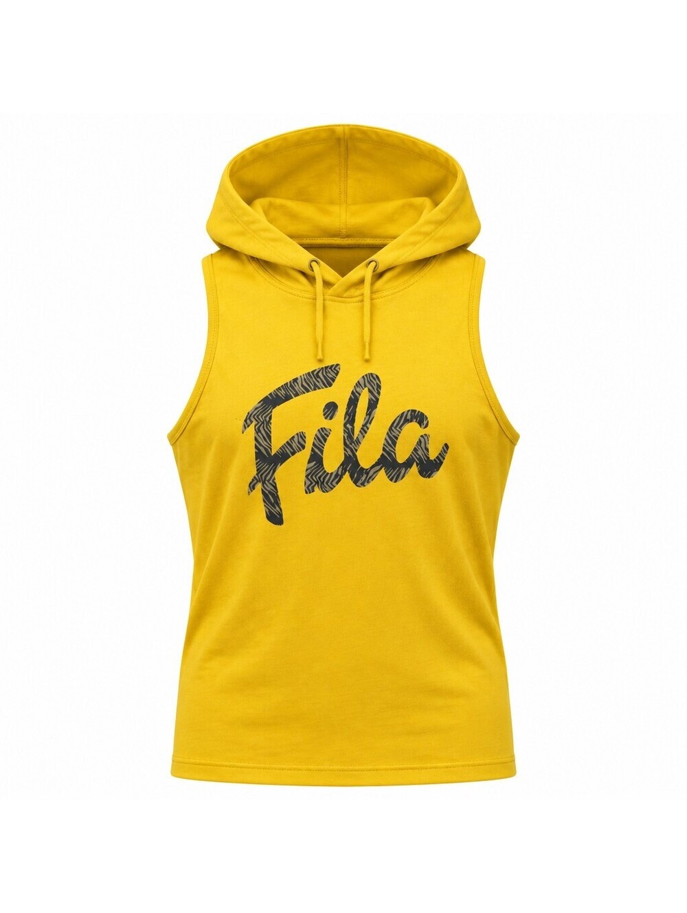 Fila Yellow Sleeveless Hoodie with Logo Print Size Large